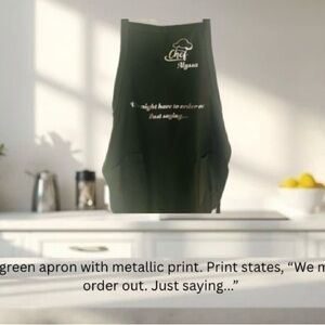 Chef Personalized Dark Green Apron with Metallic Print